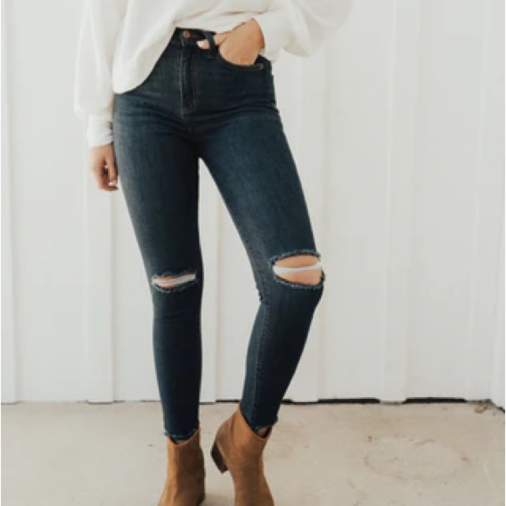 Carly Jean Los Angeles Dark Blue “Keller”Skinny Jeans